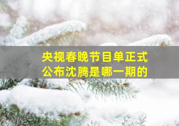 央视春晚节目单正式公布沈腾是哪一期的