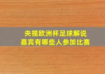 央视欧洲杯足球解说嘉宾有哪些人参加比赛