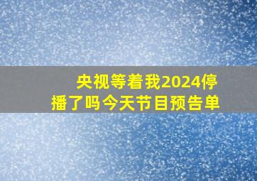 央视等着我2024停播了吗今天节目预告单