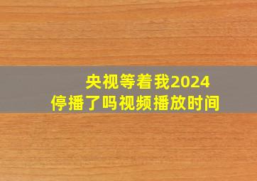 央视等着我2024停播了吗视频播放时间