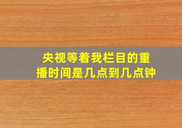 央视等着我栏目的重播时间是几点到几点钟