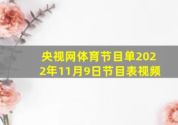 央视网体育节目单2022年11月9日节目表视频