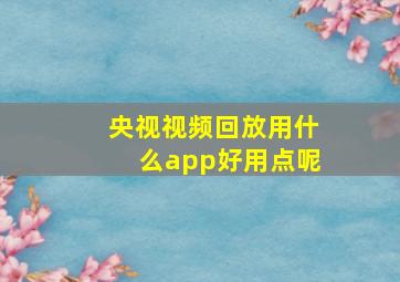 央视视频回放用什么app好用点呢