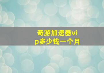 奇游加速器vip多少钱一个月