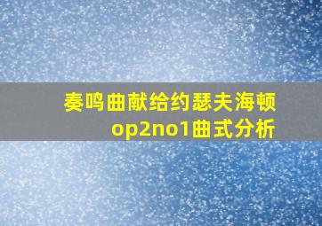 奏鸣曲献给约瑟夫海顿op2no1曲式分析