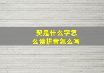 契是什么字怎么读拼音怎么写