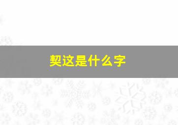 契这是什么字