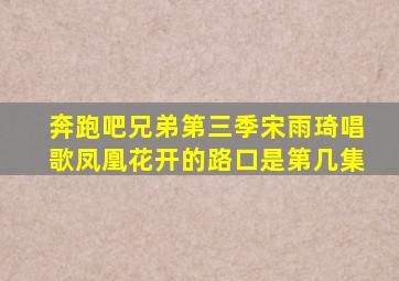 奔跑吧兄弟第三季宋雨琦唱歌凤凰花开的路口是第几集