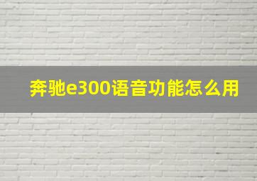 奔驰e300语音功能怎么用