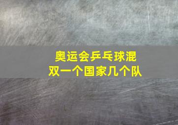 奥运会乒乓球混双一个国家几个队