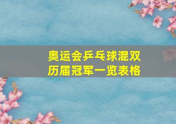 奥运会乒乓球混双历届冠军一览表格