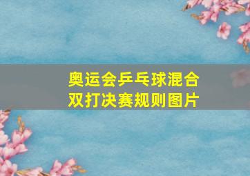 奥运会乒乓球混合双打决赛规则图片