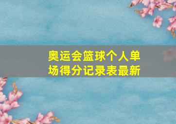 奥运会篮球个人单场得分记录表最新