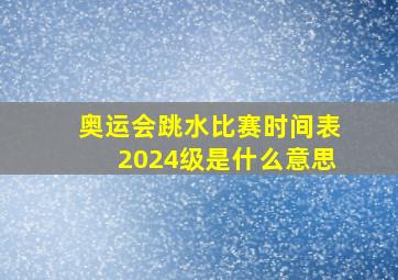 奥运会跳水比赛时间表2024级是什么意思