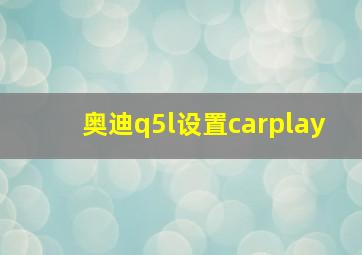 奥迪q5l设置carplay