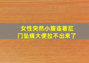 女性突然小腹连着肛门坠痛大便拉不出来了