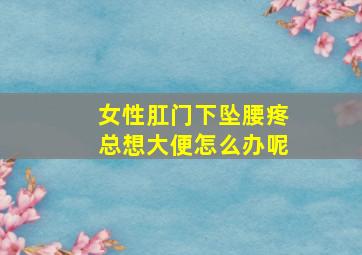 女性肛门下坠腰疼总想大便怎么办呢