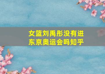 女篮刘禹彤没有进东京奥运会吗知乎