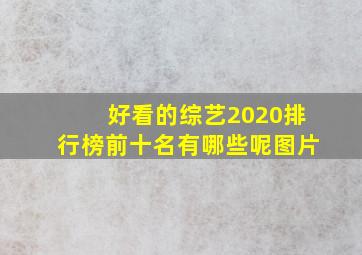 好看的综艺2020排行榜前十名有哪些呢图片