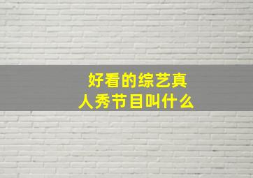 好看的综艺真人秀节目叫什么