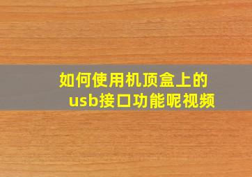 如何使用机顶盒上的usb接口功能呢视频