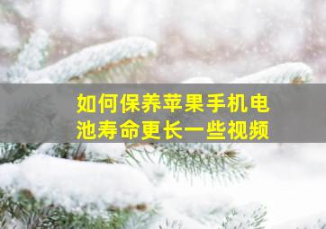 如何保养苹果手机电池寿命更长一些视频