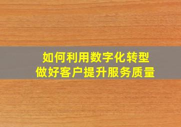 如何利用数字化转型做好客户提升服务质量