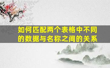 如何匹配两个表格中不同的数据与名称之间的关系