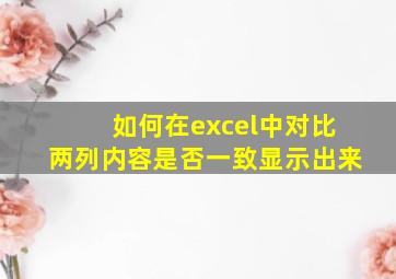 如何在excel中对比两列内容是否一致显示出来