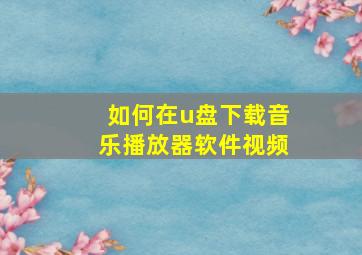 如何在u盘下载音乐播放器软件视频