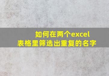 如何在两个excel表格里筛选出重复的名字