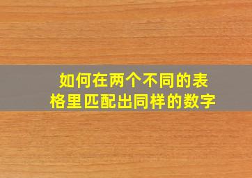 如何在两个不同的表格里匹配出同样的数字