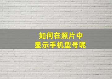 如何在照片中显示手机型号呢