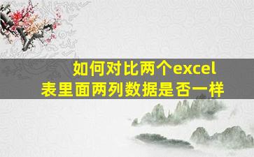 如何对比两个excel表里面两列数据是否一样