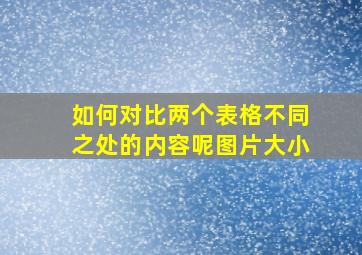 如何对比两个表格不同之处的内容呢图片大小