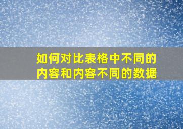 如何对比表格中不同的内容和内容不同的数据