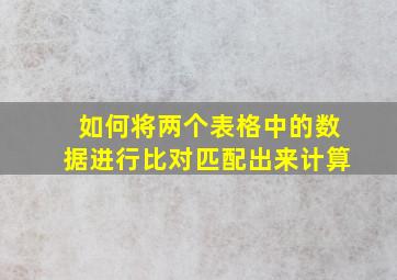 如何将两个表格中的数据进行比对匹配出来计算