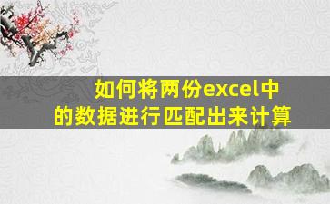 如何将两份excel中的数据进行匹配出来计算