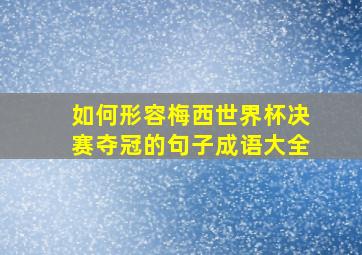 如何形容梅西世界杯决赛夺冠的句子成语大全