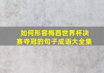 如何形容梅西世界杯决赛夺冠的句子成语大全集