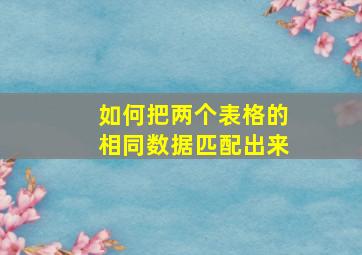 如何把两个表格的相同数据匹配出来