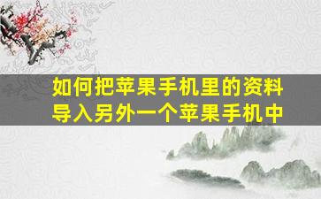 如何把苹果手机里的资料导入另外一个苹果手机中