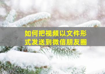 如何把视频以文件形式发送到微信朋友圈