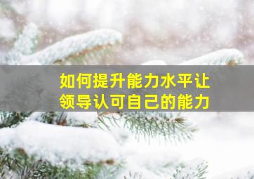 如何提升能力水平让领导认可自己的能力