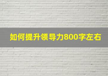 如何提升领导力800字左右