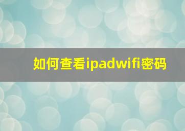 如何查看ipadwifi密码