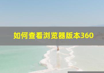 如何查看浏览器版本360