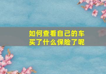 如何查看自己的车买了什么保险了呢