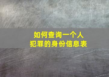 如何查询一个人犯罪的身份信息表