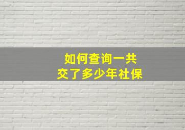 如何查询一共交了多少年社保